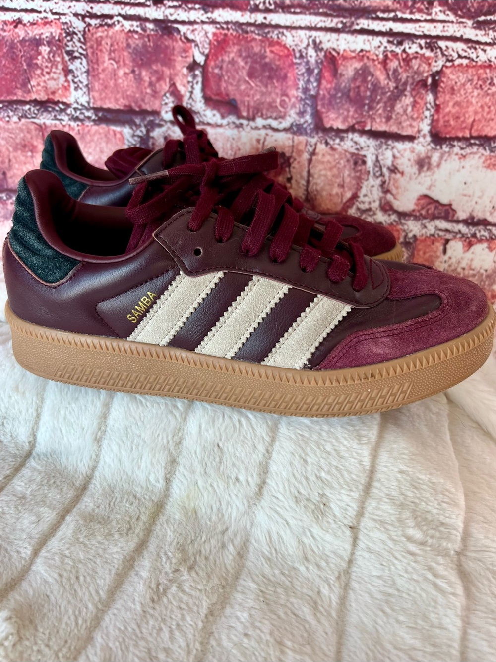 adidas Samba XLG Maroon Wonder Beige Gum Platform Sneakers Men 8 / Women 9 - Picture 2 of 10